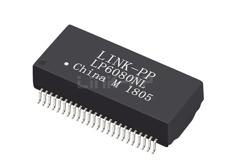 LP6080NL Dual Port 1000 BASE-T PoE+ 48 Pin SMT gigabit ethernet transformer